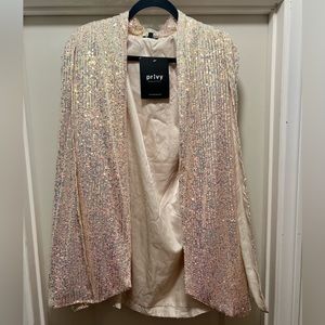 Sequin cape blazer